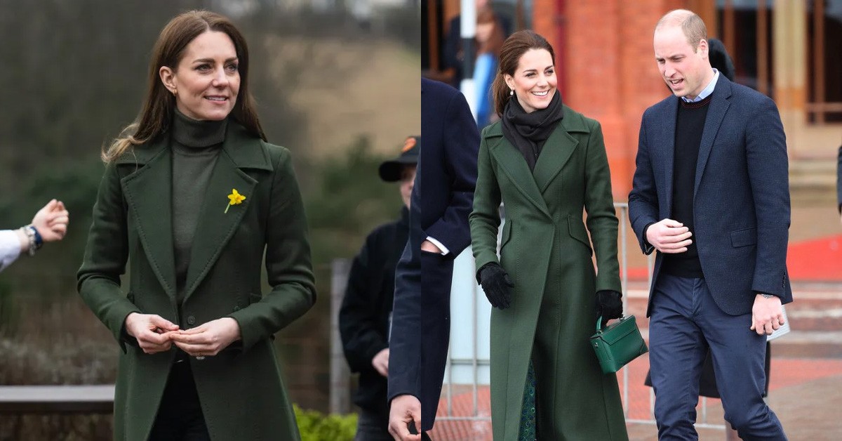ELEVEN MINUTES AGO! Princess Catherine looked stunning in a long green belted coat as she received a surprise gift from Prince William